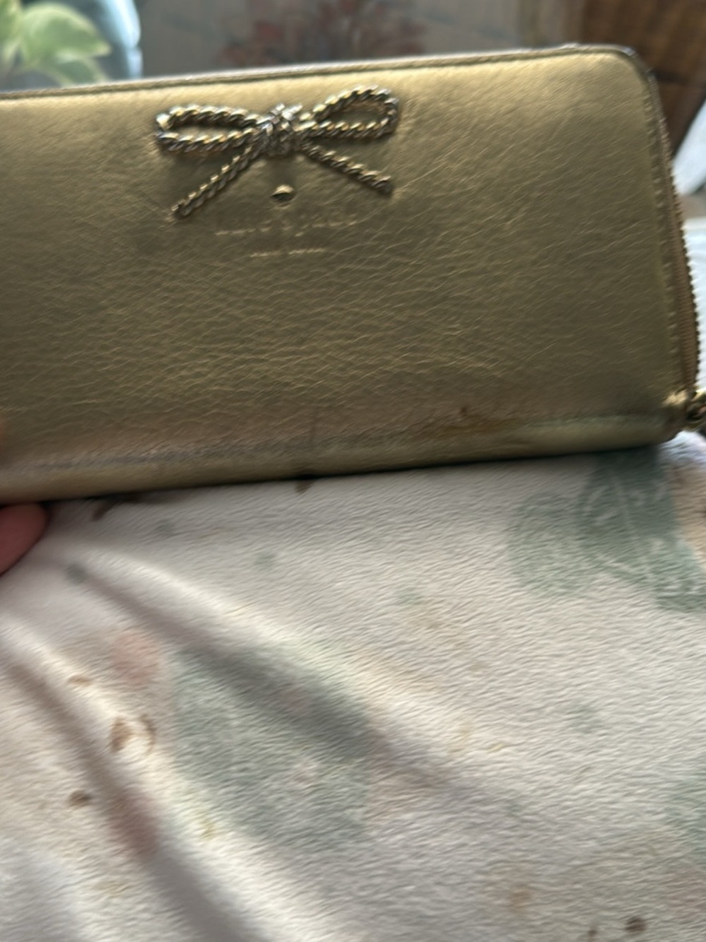 kate spade Gold Metallic Bow Zip Wallet